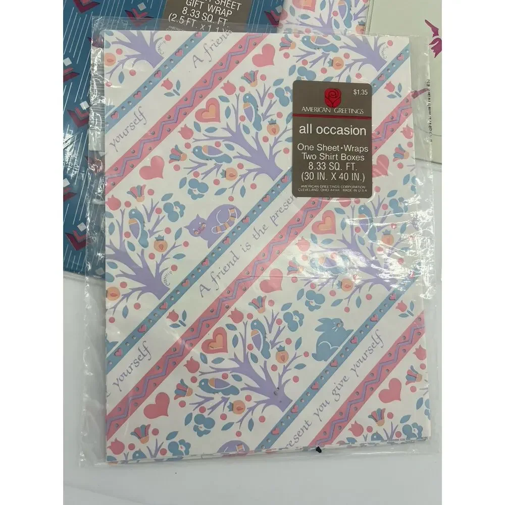 Vintage American Greetings Wrapping Paper Sheets (13) All Occasion Gift New